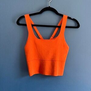 MNG Orange Crop Tank Top Women's Size Small Knit Strappy Summer Bright Party